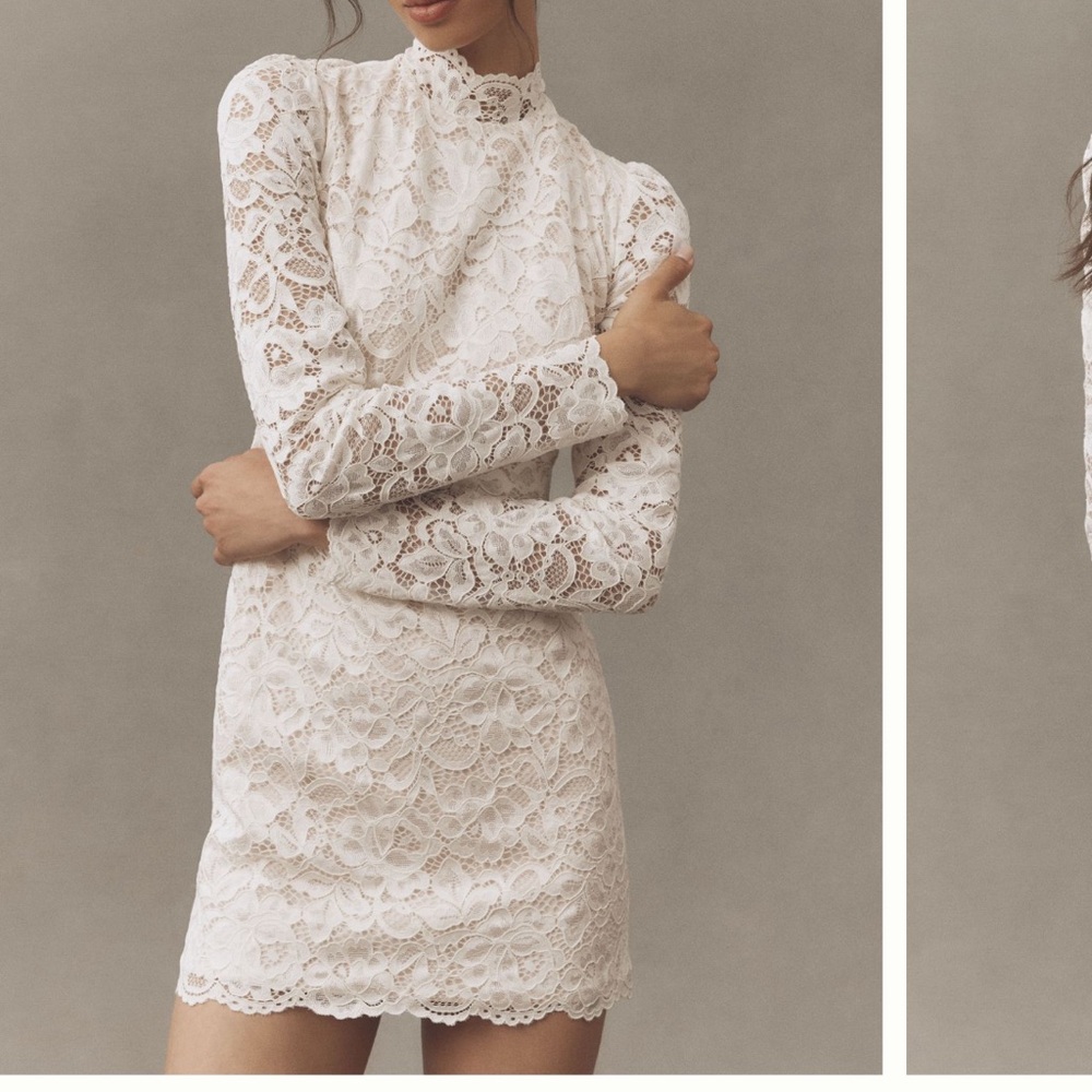 BHLDN Ivory Lace Long Sleeve Dress